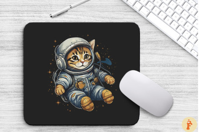 Cute Astronaut Bengal Cat Mouse Pad