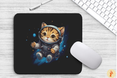 Cute Astronaut Bengal Cat Mouse Pad