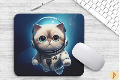 Cute Astronaut Birman Cat Mouse Pad