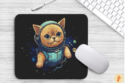 Cute Astronaut Burmese Cat Mouse Pad