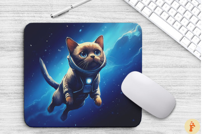 Cute Astronaut Burmese Cat Mouse Pad