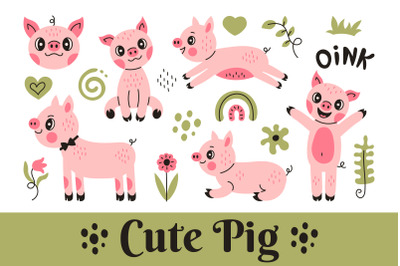 Cute Pig PNG Clipart