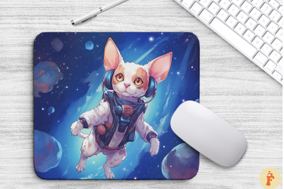 Cute Astronaut Cornish Rex Cat Mouse Pad