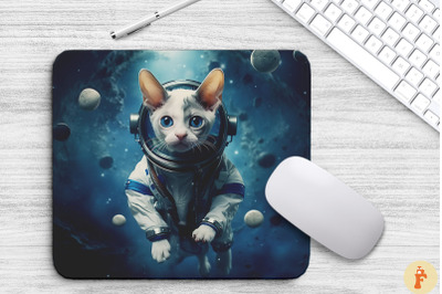 Cute Astronaut Cornish Rex Cat Mouse Pad