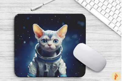 Cute Astronaut Cornish Rex Cat Mouse Pad