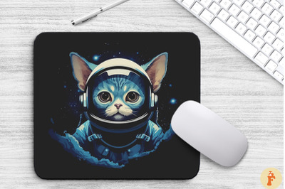 Cute Astronaut Devon Rex Cat Mouse Pad