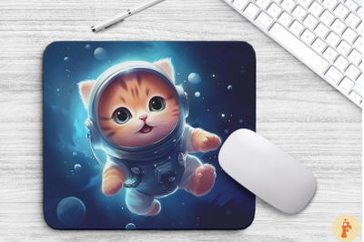 Cute Astronaut Cat Mouse Pad Design