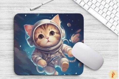 Cute Astronaut Cat Mouse Pad Design