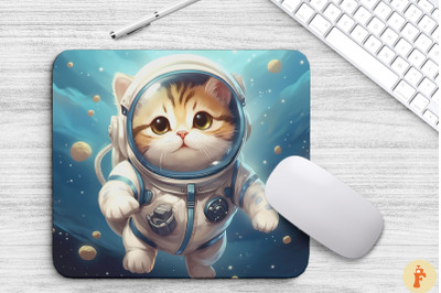 Cute Astronaut Cat Mouse Pad Design