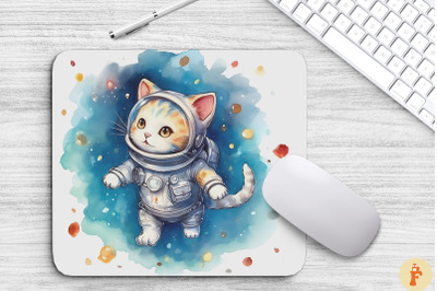 Cute Astronaut Manx Cat Mouse Pad