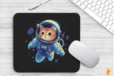 Cute Astronaut Manx Cat Mouse Pad