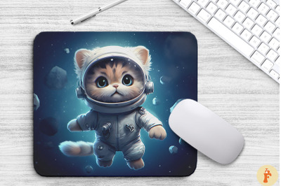 Cute Astronaut Persian Cat Mouse Pad