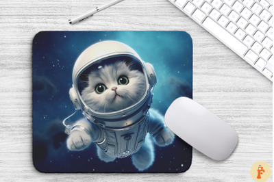 Cute Astronaut Persian Cat Mouse Pad