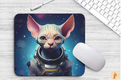 Cute Astronaut Sphynx Cat Mouse Pad