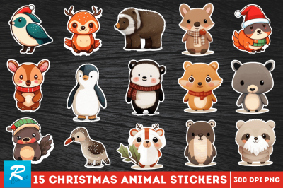 Cute Christmas animal Sticker Bundle