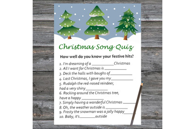 Tree Christmas card,Christmas Song Trivia Game Printable