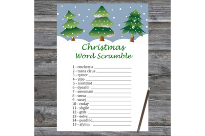 Tree Christmas card,Christmas Word Scramble Game Printable
