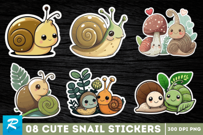 Cute snail Sticker Bundle