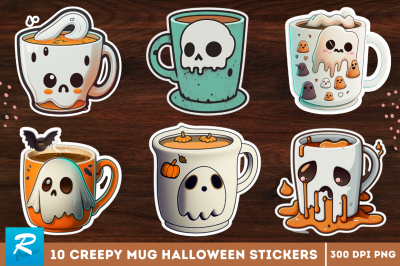 Cute And Creepy Mug Halloween Sticker Bundle