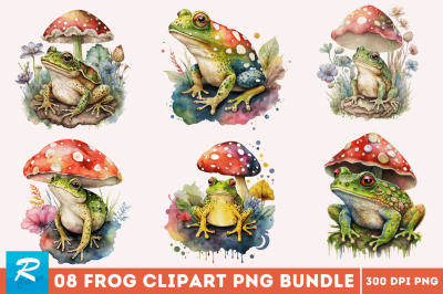 Colorful Frog  Clipart Bundle