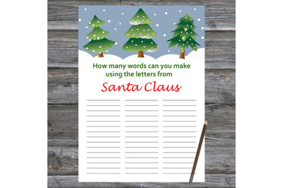 Tree Christmas card,How Many Words Can You Make From Santa Claus