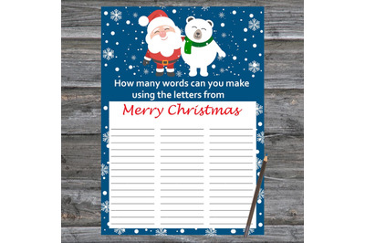 Santa  Christmas card,How Many Words Can You Make From Merry Christmas