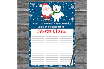 Santa bear Christmas card,How Many Words Can You Make From Santa Claus