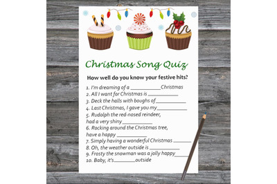 Cake Christmas card,Christmas Song Trivia Game Printable