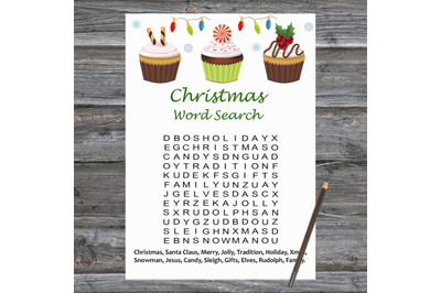 Cake Christmas card,Christmas Word Search Game Printable
