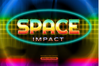Space impact editable text style effect in retro style theme
