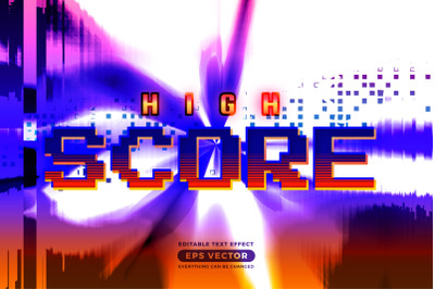High score editable text style effect in retro style theme ideal for p