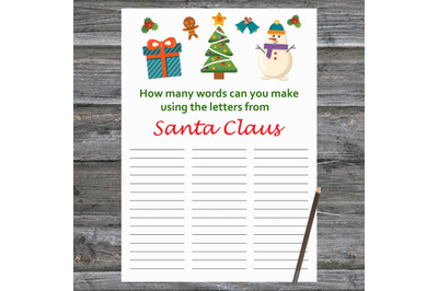 Snowman Christmas card,How Many Words Can You Make From Santa Claus