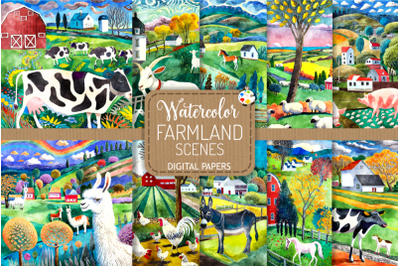 Farmland Scenes - Transparent Watercolor Paintings