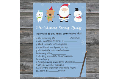 Happy Santa claus Christmas card,Christmas Song Trivia Game Printable