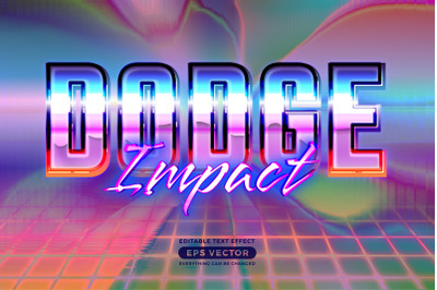 Dodge impact editable text style effect in retro style theme ideal for