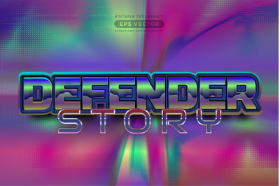 Defender story editable text style effect in retro style theme ideal f