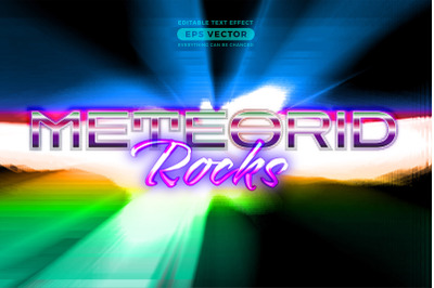 Meteorid rocks editable text effect retro style with vibrant theme con