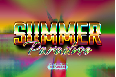 Summer paradise editable text style effect in retro style theme ideal