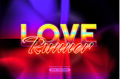 Love runner editable text style effect in retro style theme ideal for