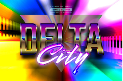 Delta city editable text style effect in retro style theme ideal for p