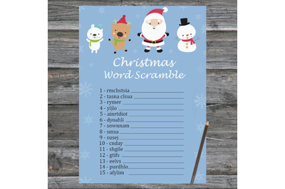 Santa claus Christmas card,Christmas Word Scramble Game Printable