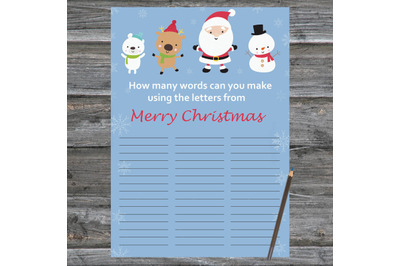 Santa Christmas card,How Many Words Can You Make From Merry Christmas