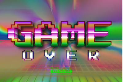 Game over editable text style effect in retro style theme ideal for po