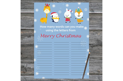 Animals Christmas card,How Many Words Can You Make From MerryChristmas