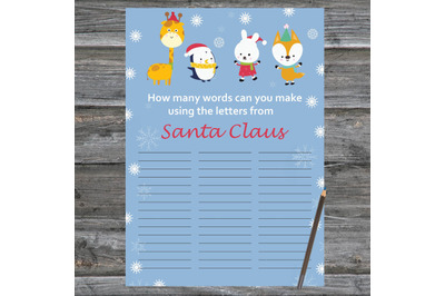 Animals Christmas card,How Many Words Can You Make From Santa Claus
