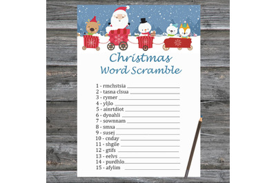 Santa train Christmas card,Christmas Word Scramble Game Printable