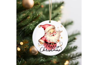 Merry Christmas Santa Claus PNG Sublimation Ornament