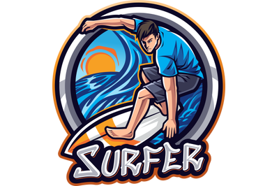Surfer esport mascot logo design