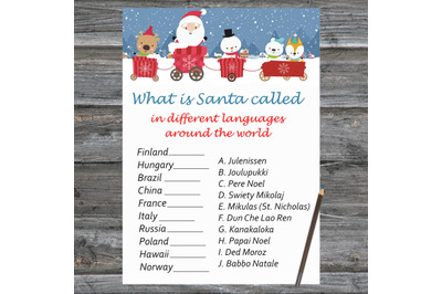 Santa train Christmas card,Christmas Around the World Game Printable