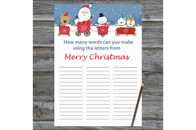 Santa Christmas card,How Many Words Can You Make From Merry Christmas